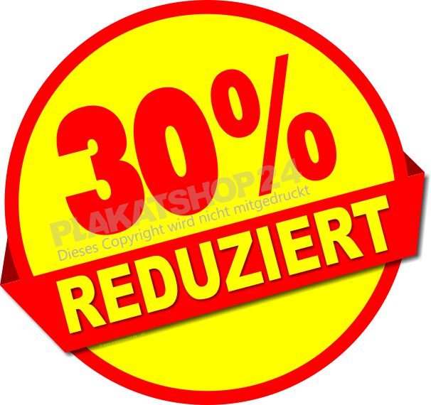 Aufkleber -30% für Sale, Reduziert und Räumungsverkauf 