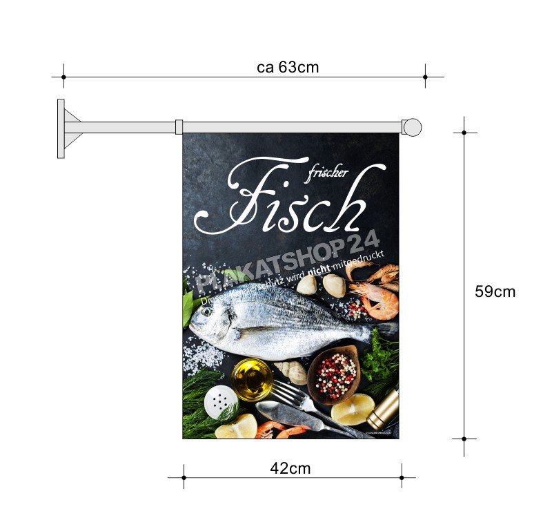 Stockfahne_Fisch Werbefahne mit Abbildung frischer Fisch