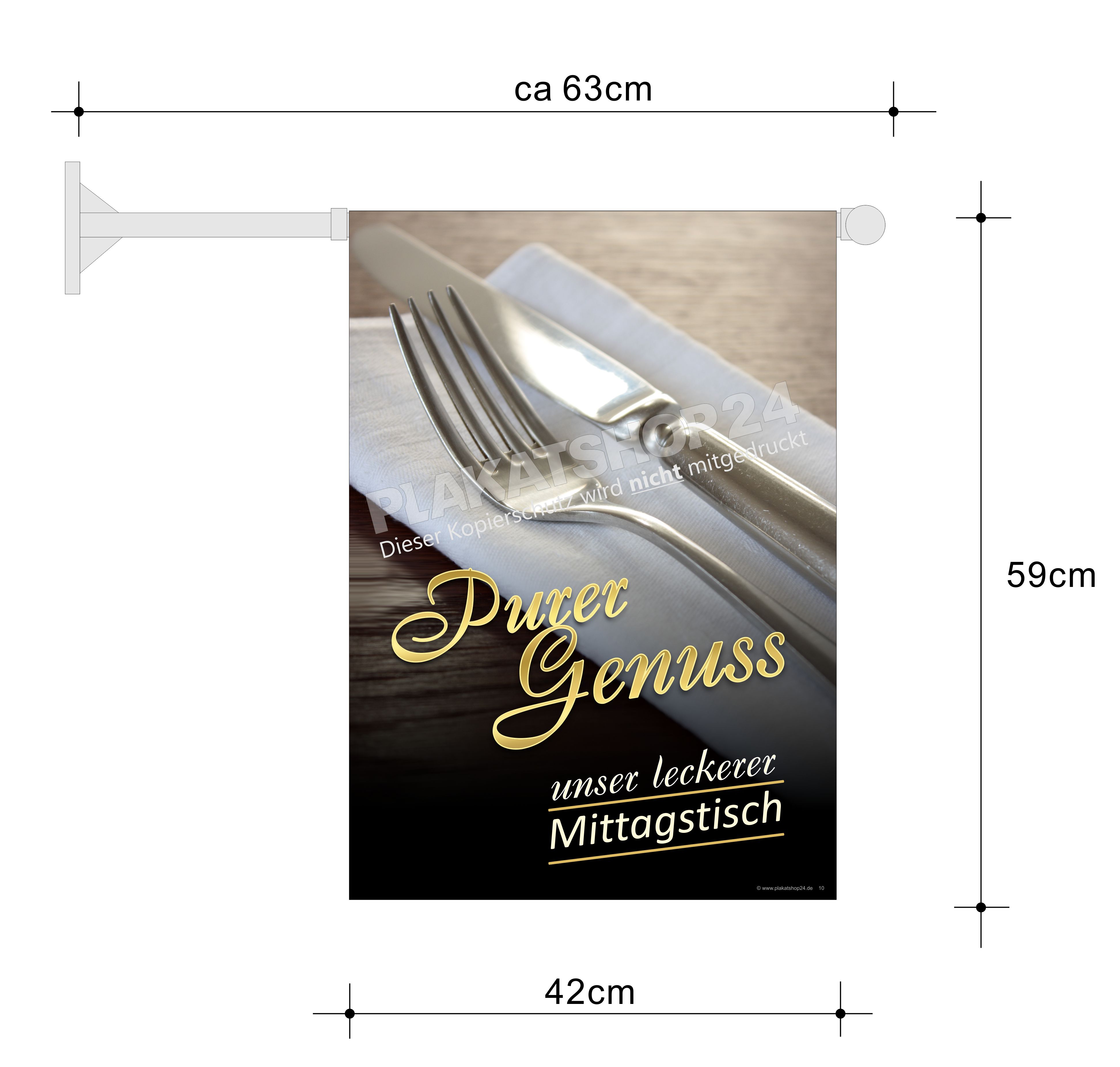 Stockfahne für Werbung Mittagessen