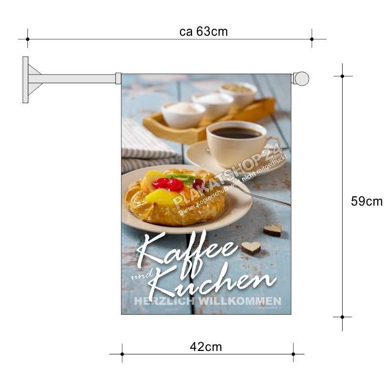 poster-kaffee-kuchen-angebot Stockfahne Kaffee + Kuchenangebot