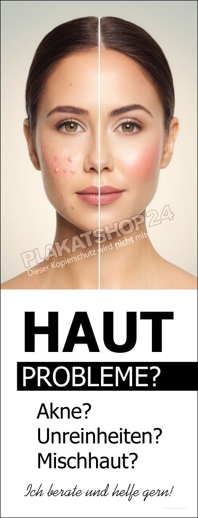 Werbebanner Akne & Hautprobleme | Kosmetik Hochbanner PVC-Plane oder Folie