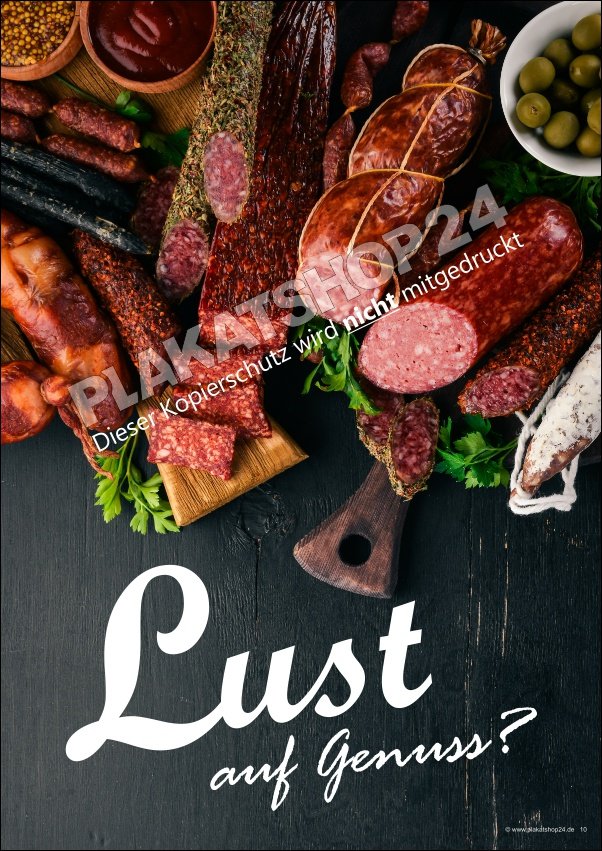 Wurstplakat Mettwurst Salami Fleischerei
