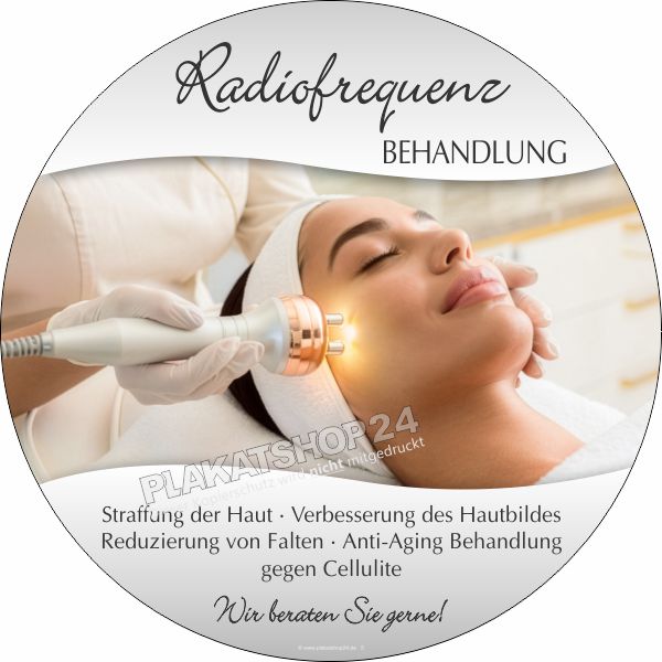 Runde Klebefolie Radiofrequenz-Behandlung – Kosmetik Fensteraufkleber wetterfest für Schaufenster & Glasflächen Runde Klebefolie Radiofrequenz-Behandlung – Kosmetik Fensteraufkleber wetterfest für Schaufenster & Glasflächen
