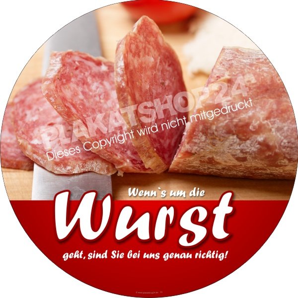 Schaufenster-Aufkleber für Fleischerei-Werbung mit typischem Fleischereimotiv