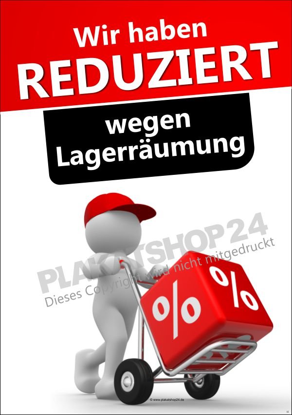 Werbeschild Reduziert wegen Lagerräumung