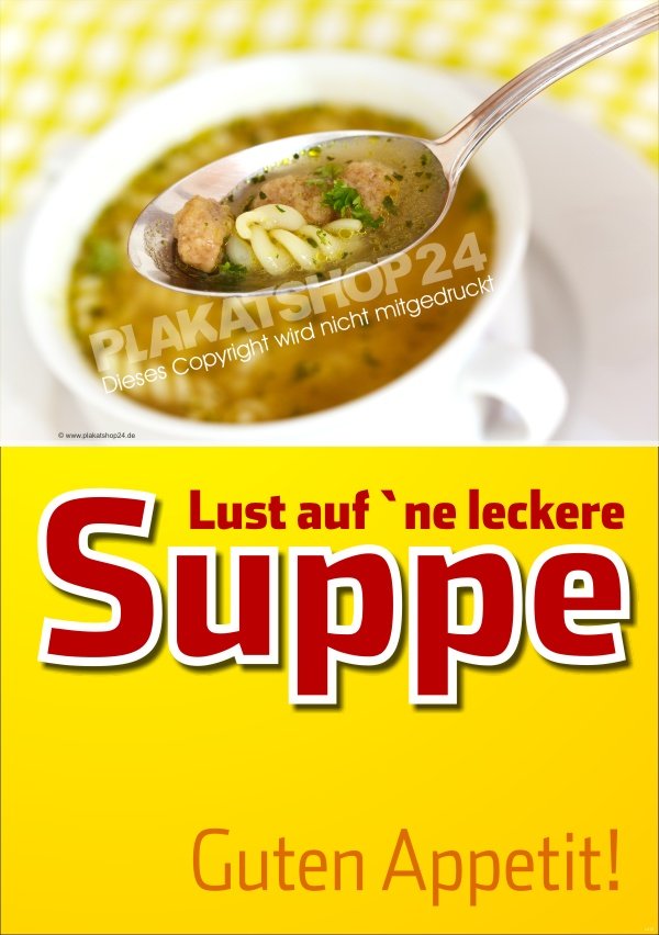 Suppenplakat für Suppenwerbung in der Gastronomie