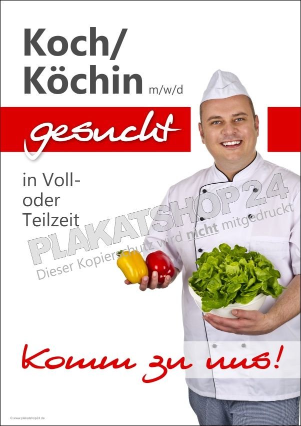 Plakat Stellenangebot Koch/Köchin gesucht