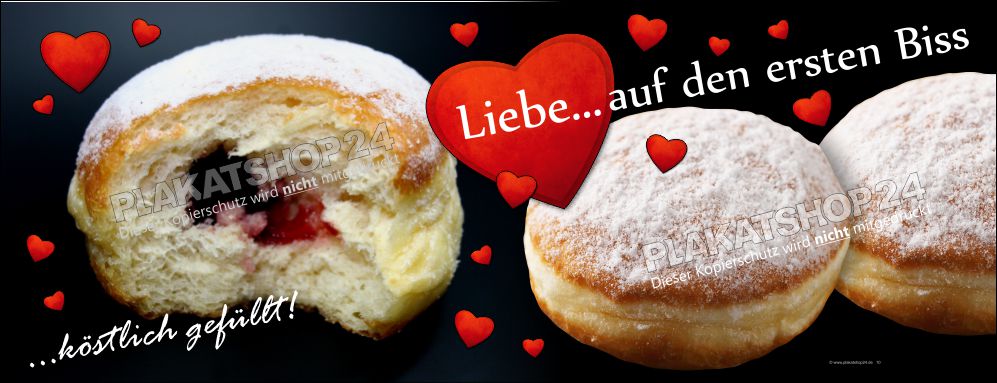 Werbeschild (PVC-PLane) für Berliner, Krapfen und Pfannkuchen