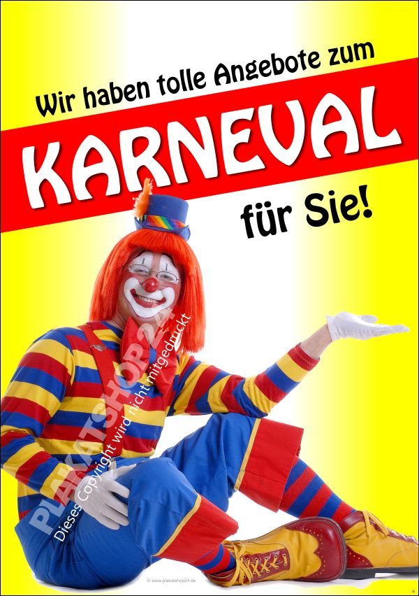 Karnevals-Plakat Wir haben tolle Angebote zum Karneval und Fasching