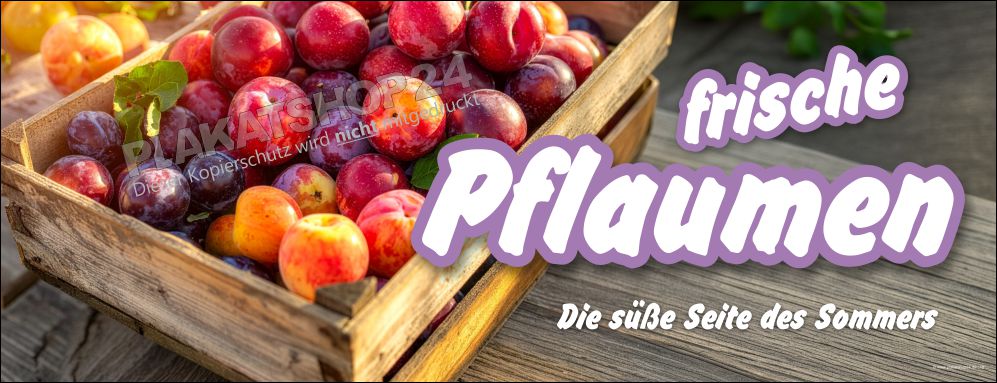 Banner für Obsthof für Verkauf von Pflaumen
