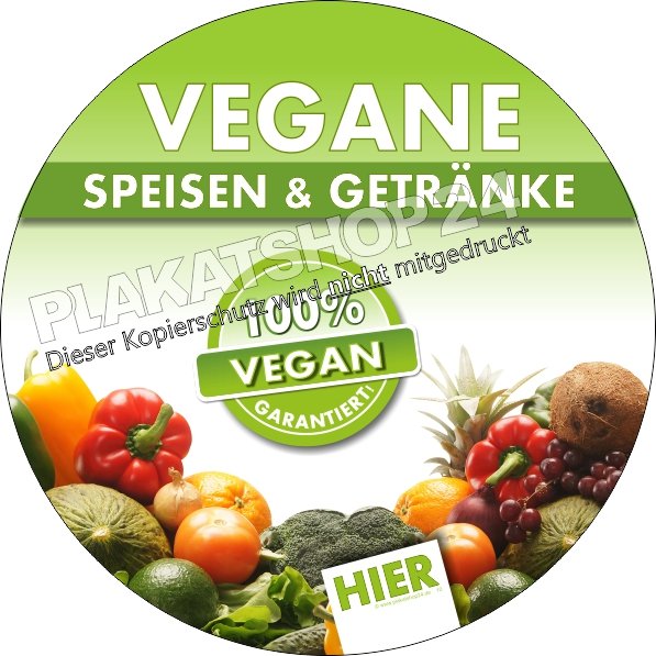 Aufkleber für vegane Speisen und Getränke