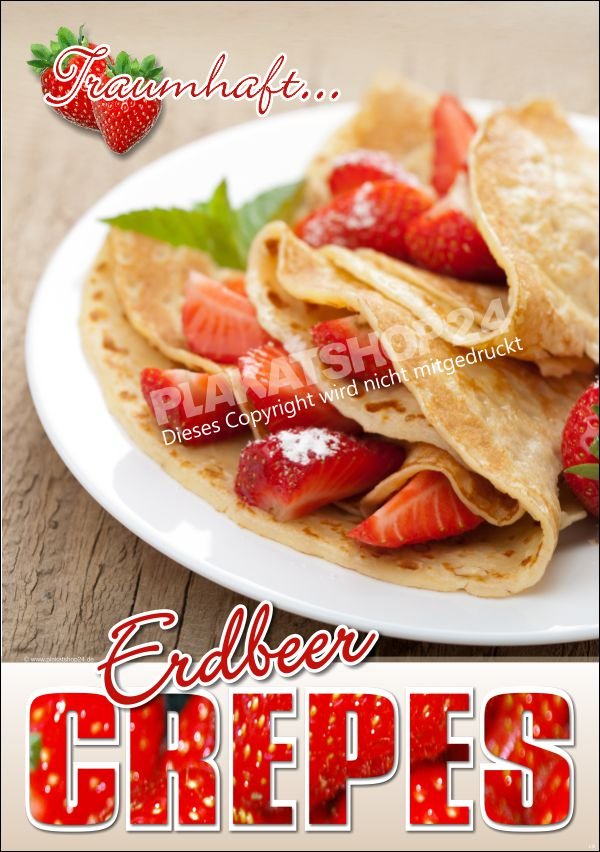 198a06edeb993f060c7913c4a3954803 Crepes-Plakat Frische Crepes mit frischen Erdbeeren
