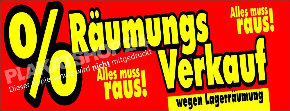 WerbeBanner für Räumungsverkauf im Einzelhandel