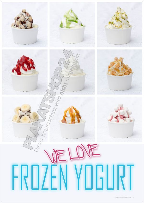 Dekoplakat Frozen Yogurt Eiskarte