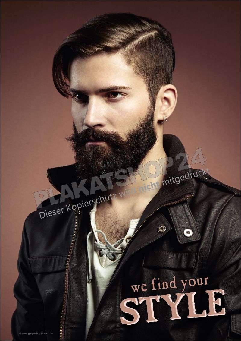Friseurposter Model mit Bart
