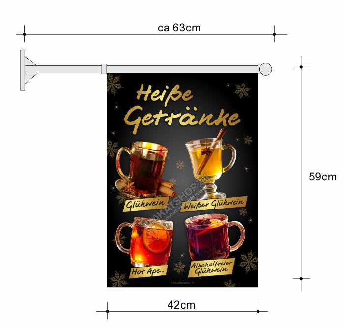 Stockfahne Winterliche heiße Getränke