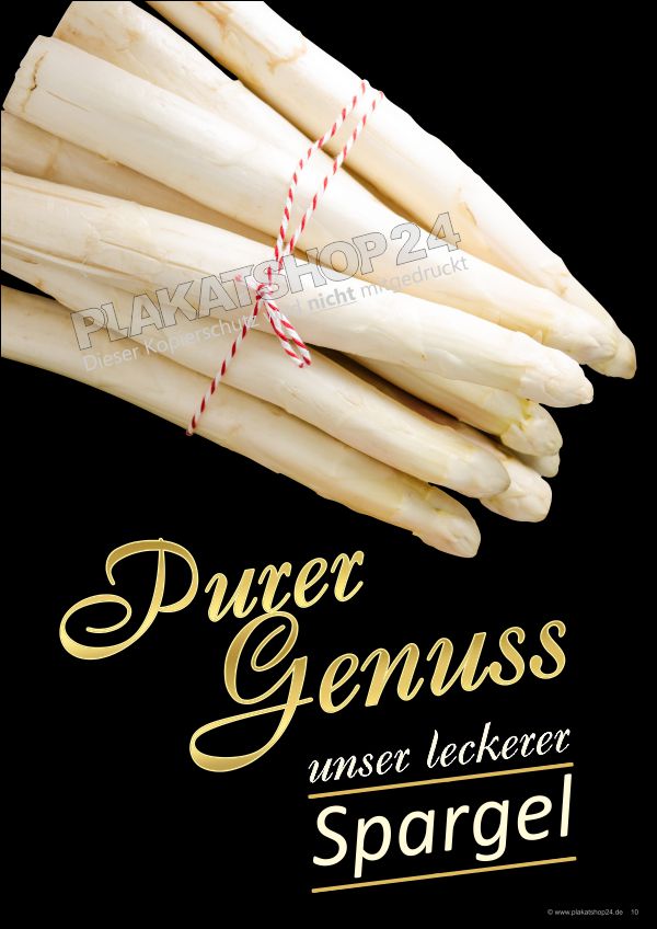 Werbeplakat Spargel "Purer Genuss" – Hochwertiges PVC-Poster oder Klebefolie