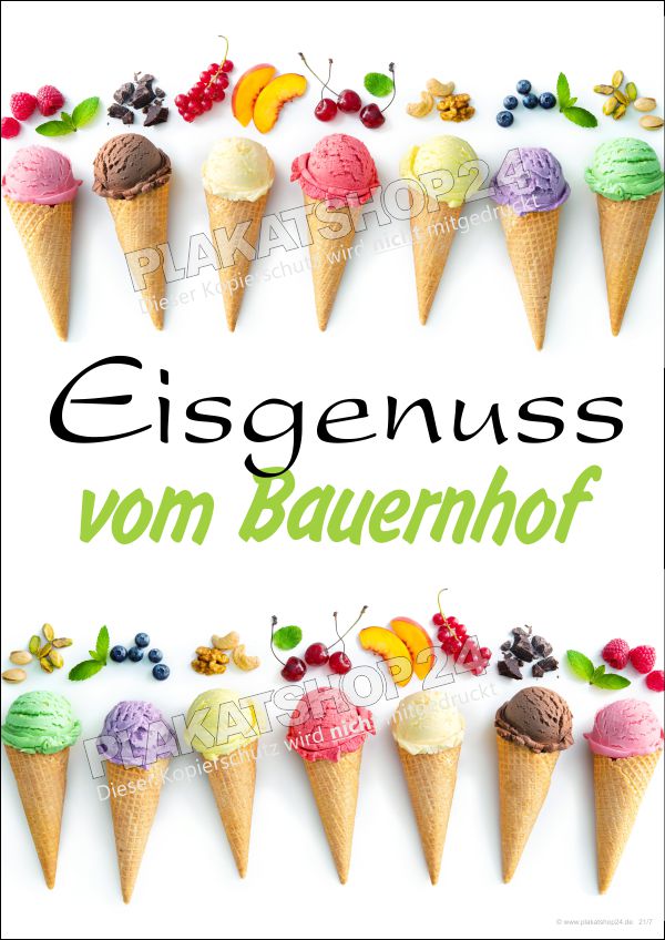 Eis-Plakat mit Werbung für Eis vom Hofladen / Bauernhof