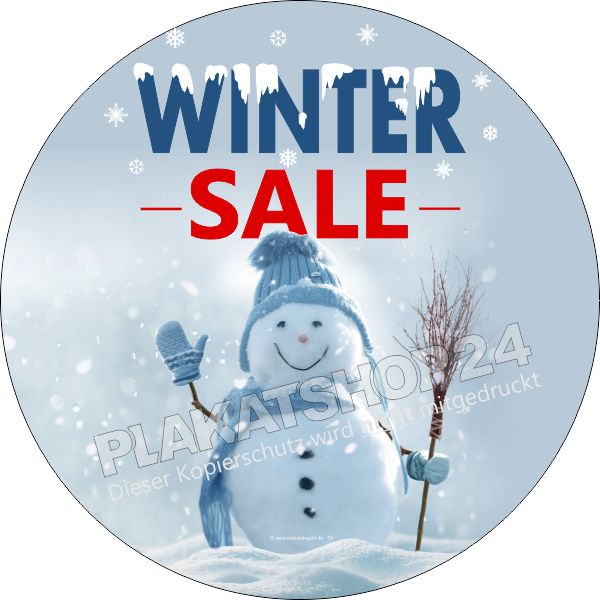Werbefolie Wintersale mit Schneemann-Motiv