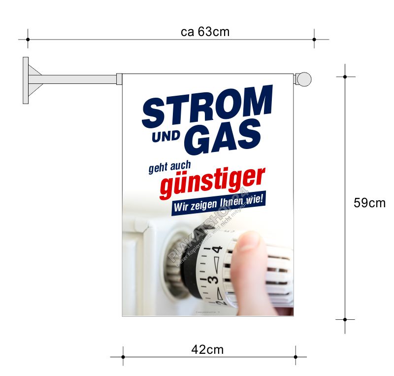 Stockfahne Strom und Gas günstiger