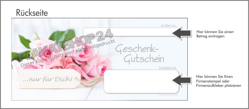 GS213r Wunderschöner Geschenkgutschein mit Rosenmotiv