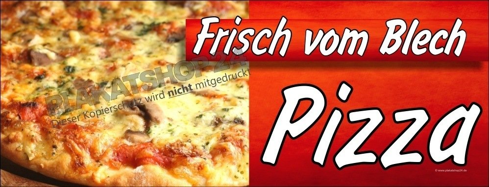 Pizza-Banner für frische Pizza vom Blech