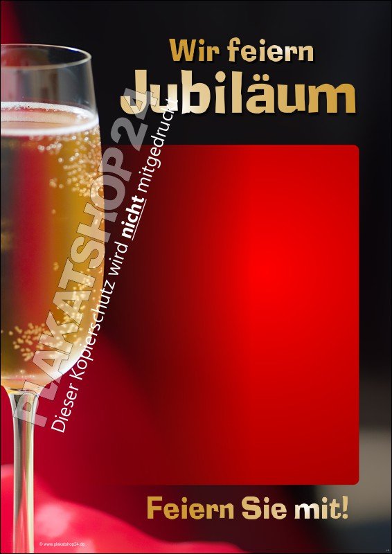 Werbeposter für Ihr Firmenjubiläum mit Sektglas