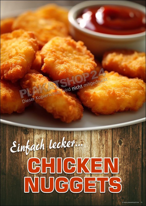 Imbiss-Plakat Chicken Nuggets – Gastronomie-Werbung für Innen & Außen Imbiss-Plakat Chicken Nuggets – Gastronomie-Werbung für Innen & Außen