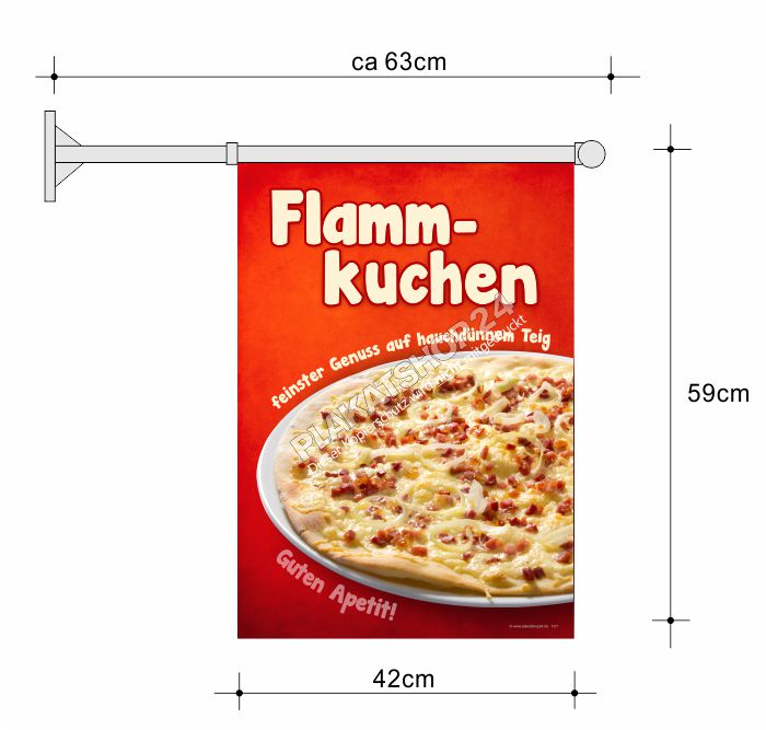 Werbefahne für den Flammkuchen verkauf Werbefahne für den Flammkuchen verkauf
