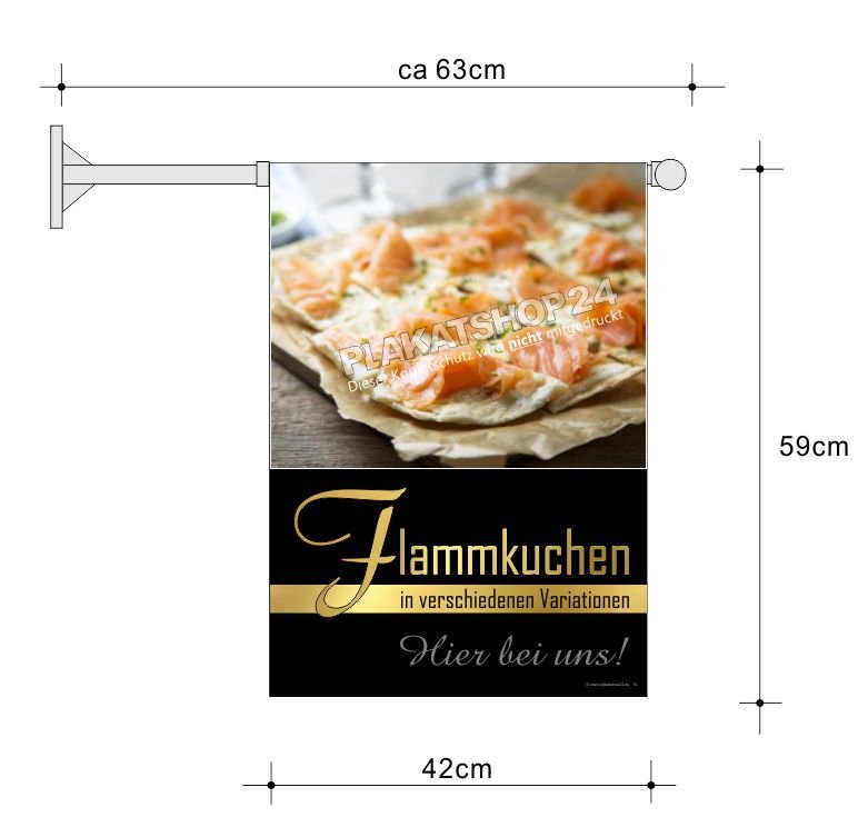 Werbefahne Flammkuchen mit Lachs