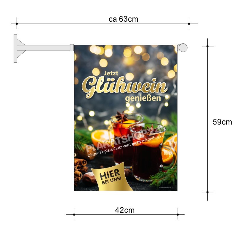 Glühweinfahne mit Halterung