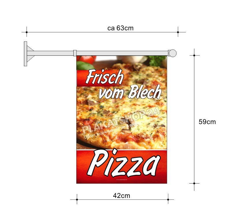 Stockfahne_PizzaM1UbUWrDnomAq Pizzafahne A2 für frische Pizza vom Blech