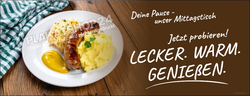 Gastronomie Banner Mittagstisch – Wetterfeste PVC Plane & Klebefolie für Fassade & Zaun