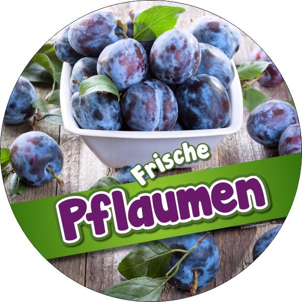 aufkleber-pflaumen Werbefolie für Obsthändler Verkauf von Pflaumen