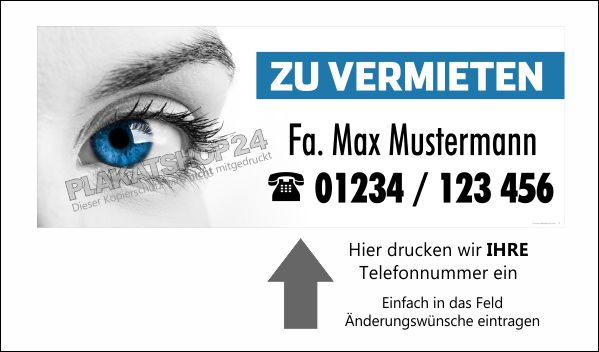 Werbebanner für Vermietung mit Ihrer Telefonnummer Werbebanner für Vermietung mit Ihrer Telefonnummer