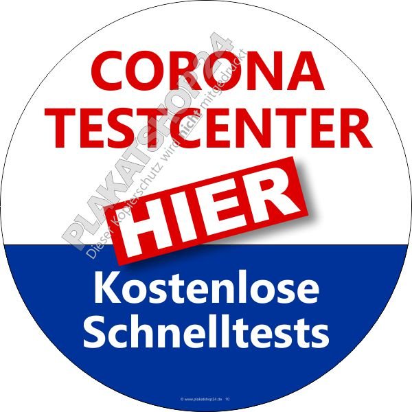 Hinweisaufkleber Corona Schnelltests