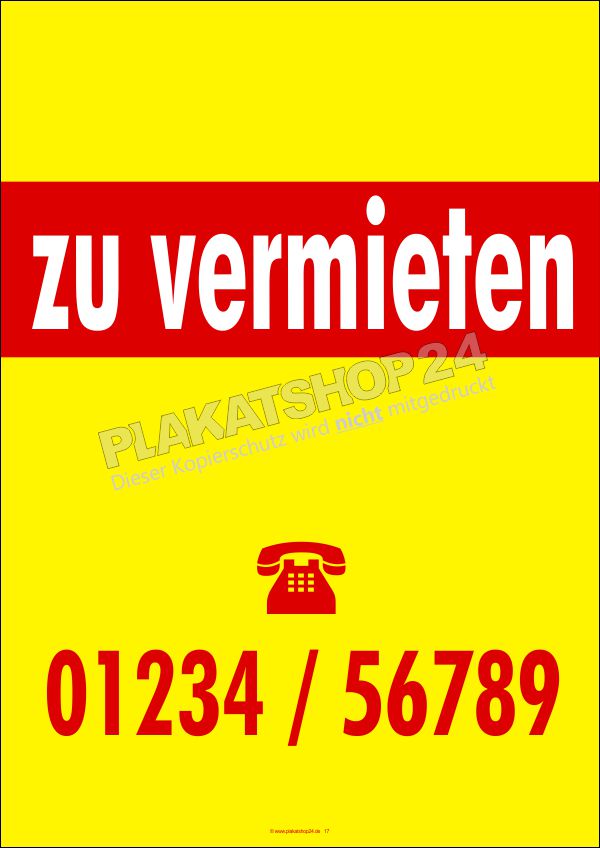 Vermietungsplakat für die Vermietung von Immobilien