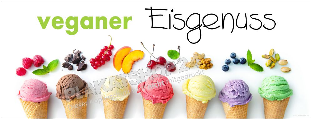 Wetterfeste Werbeplane für den Verkauf von veganem Eis