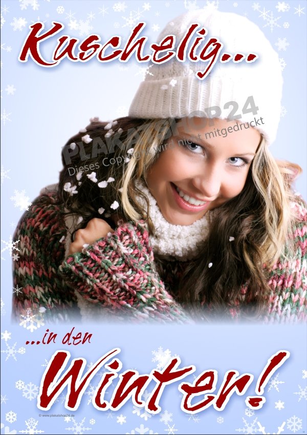 f2d0218a0b4815186d75b8eb0a781e04 Winter-Plakat Kuschelig in den Winter