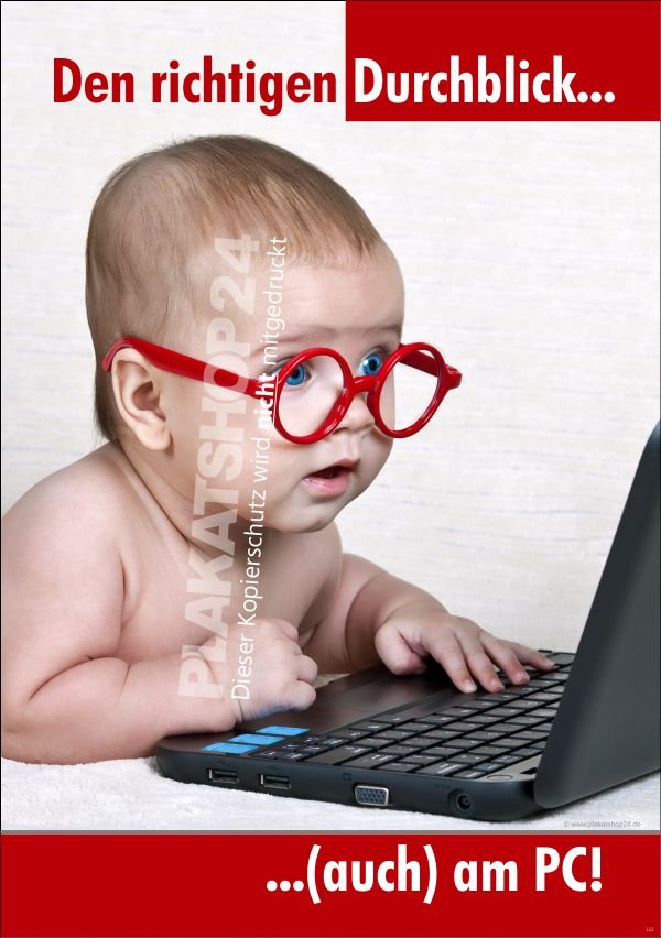 Lustiges Werbeplakat für PC-Brille