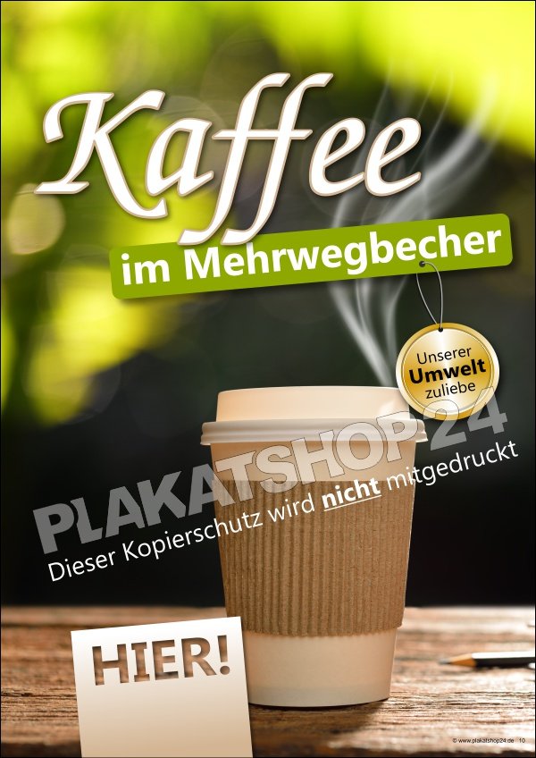 Werbeposter Kaffee im Mehrwegbecher