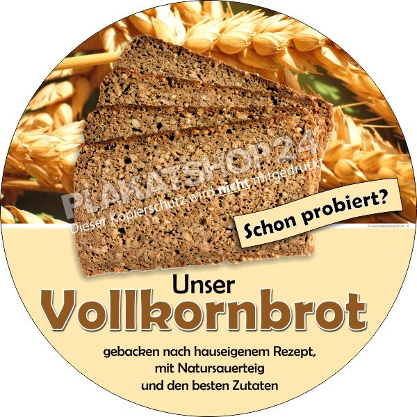 Werbeaufkleber speziell für das leckere Vollkornbrot