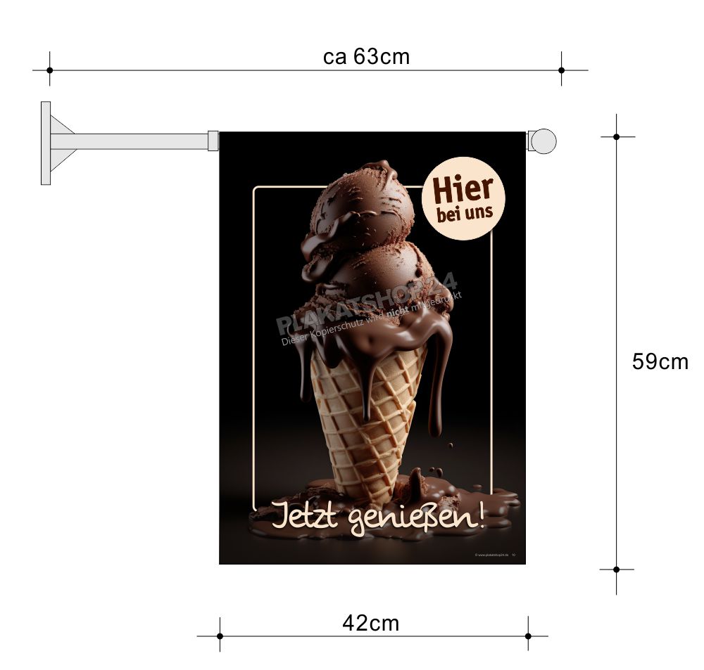 Fahne mit Foto unwiderstehliches Schokoladen-Eis