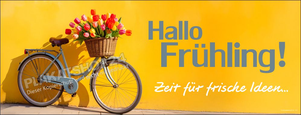 Querbanner mit Frühlingsmotiv für Ladendekoration