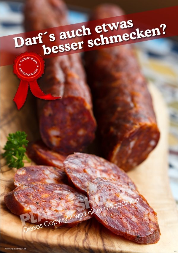 Wurst-Plakat für Qualitätswurst aus der Fleischerei