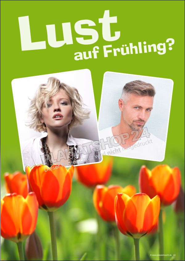 Frisurenplakat für Salondeko zum Frühling