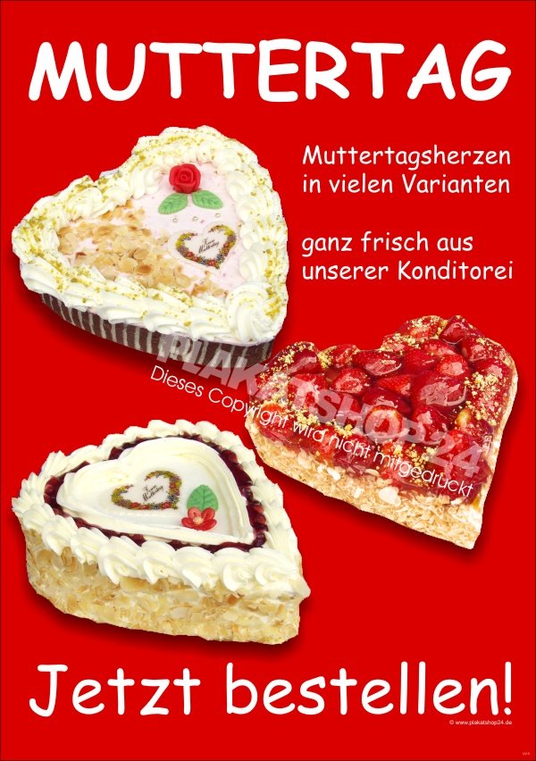 Plakat Muttertagsherzen aus Bäckerei und Konditorei