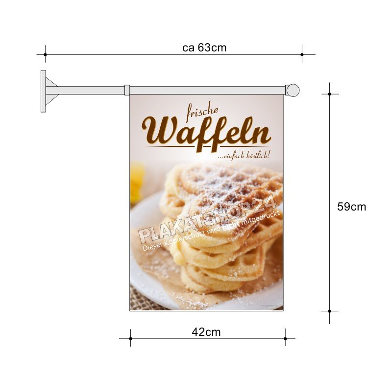 Waffel-Stockfahne für Café, Bistro, Eisdiele