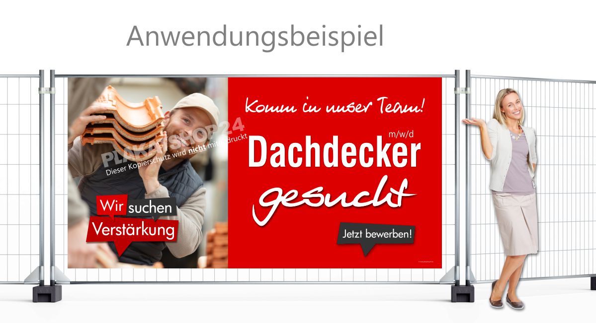 Werbebanner für Bauzäune - Dachdecker gesucht