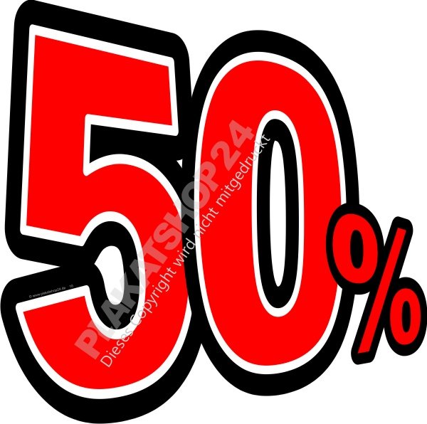 50 Prozent Aufkleber Klebefolie Sticker Schaufensterfolie